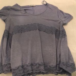 Blue top with lace detail